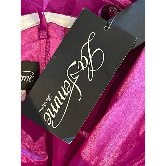 La Femme Purple Magenta Strapless Rhinestone Sweetheart Neck Gown Size 0 - Picture 11 of 12